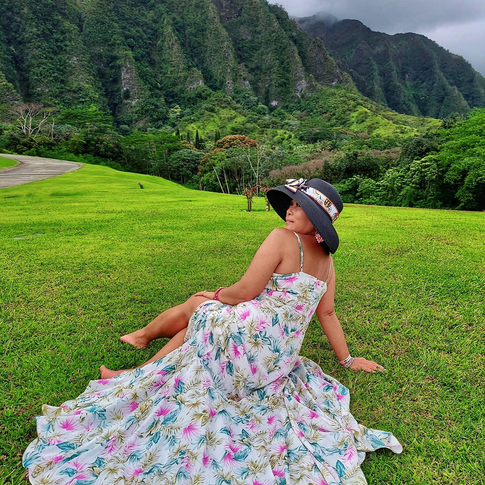 
                      
                        Sleeveless White Floral Print Maxi Dress
                      
                    