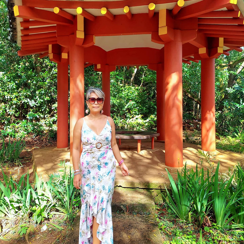 
                      
                        Sleeveless White Floral Print Maxi Dress
                      
                    