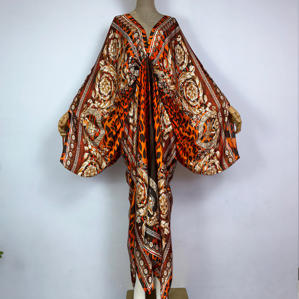 Lady Boho Kimono Dress Orange Full