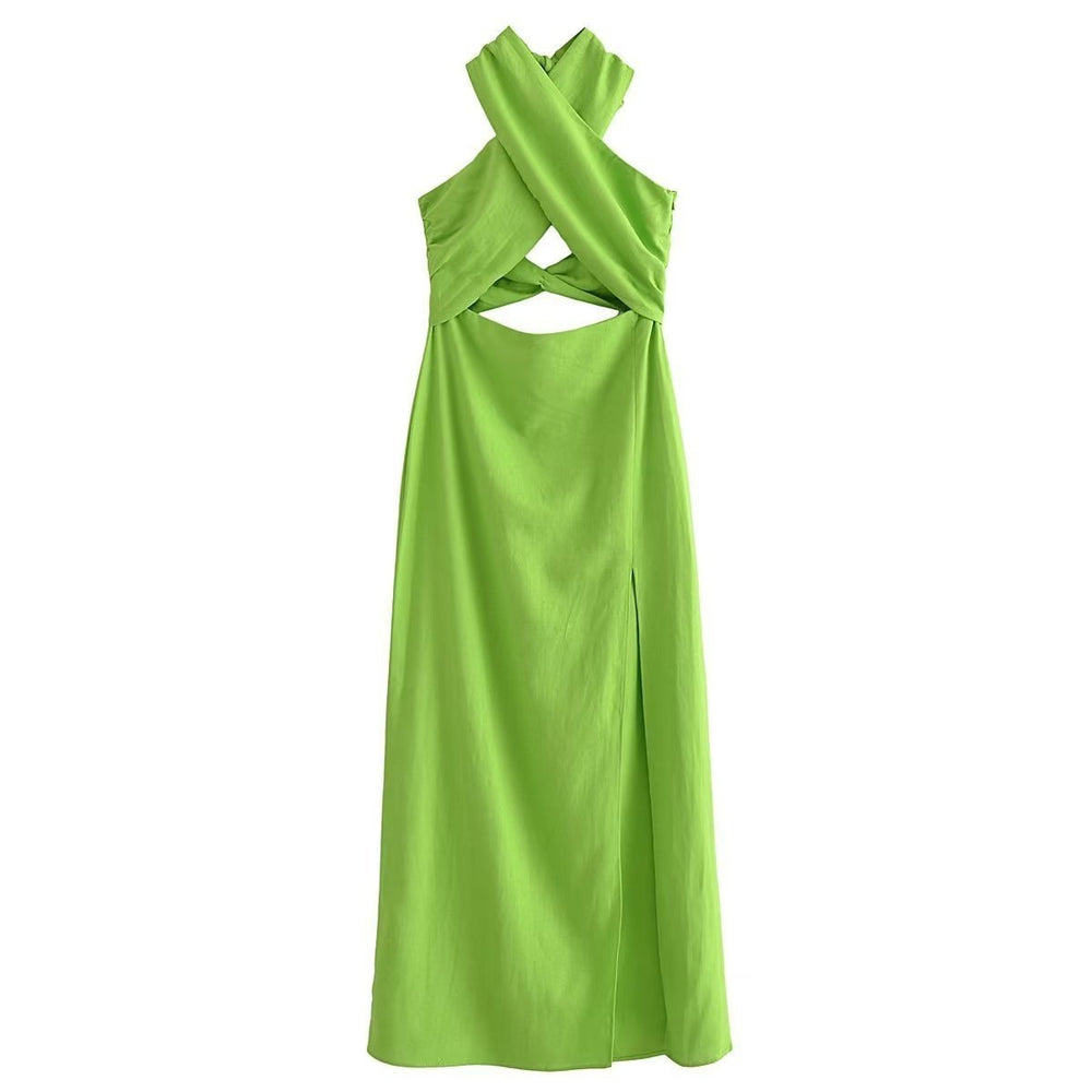 
                      
                        Linen Blended Halter Dress
                      
                    