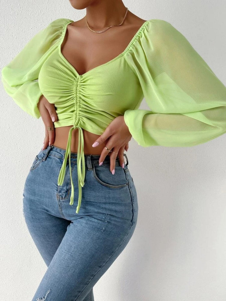 
                  
                    Mesh Lantern Sleeves  Top Light Green
                  
                