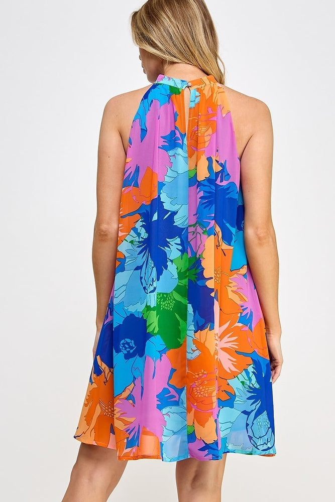 
                      
                        Multicolor Floral Halter Dress Back
                      
                    