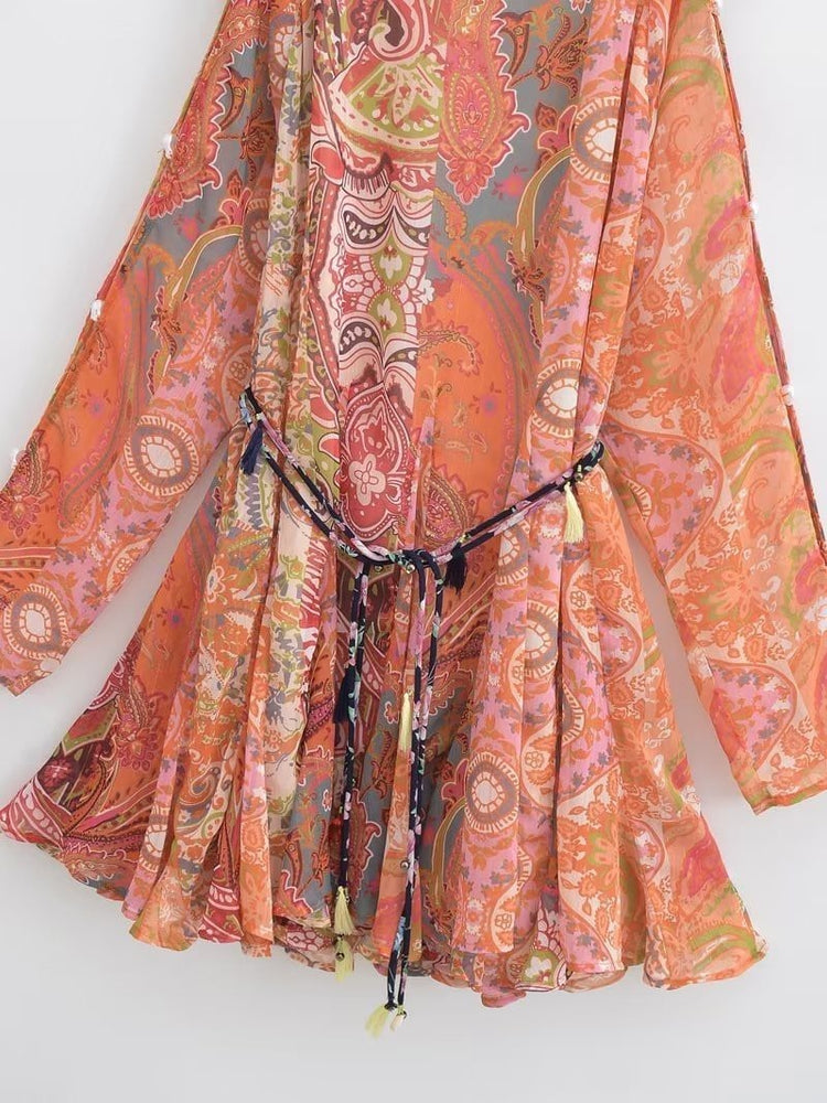 
                      
                        Orange Paisley Cold Shoulder Dress 2
                      
                    