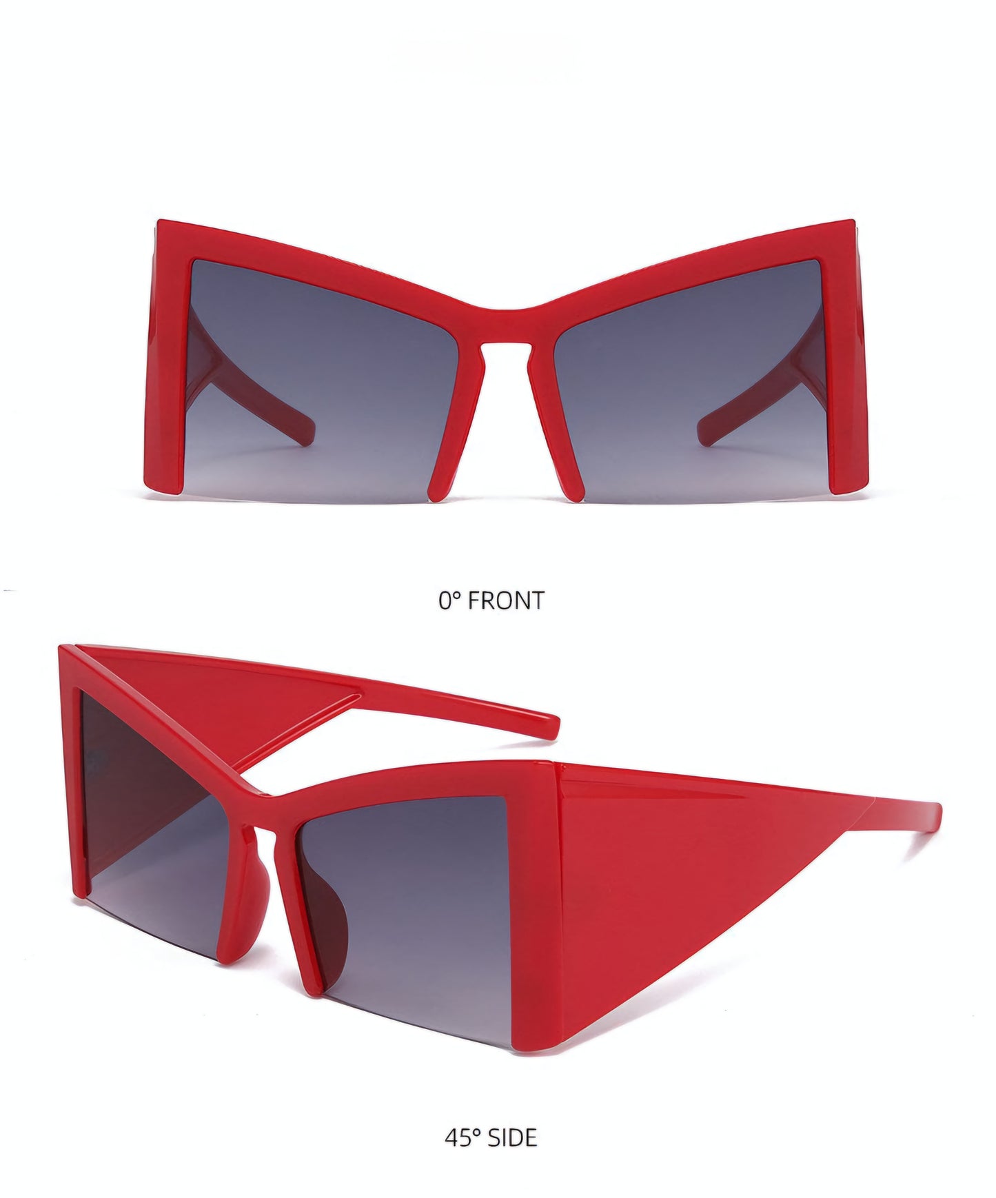 Red Oversized Square Punk Sunglasses