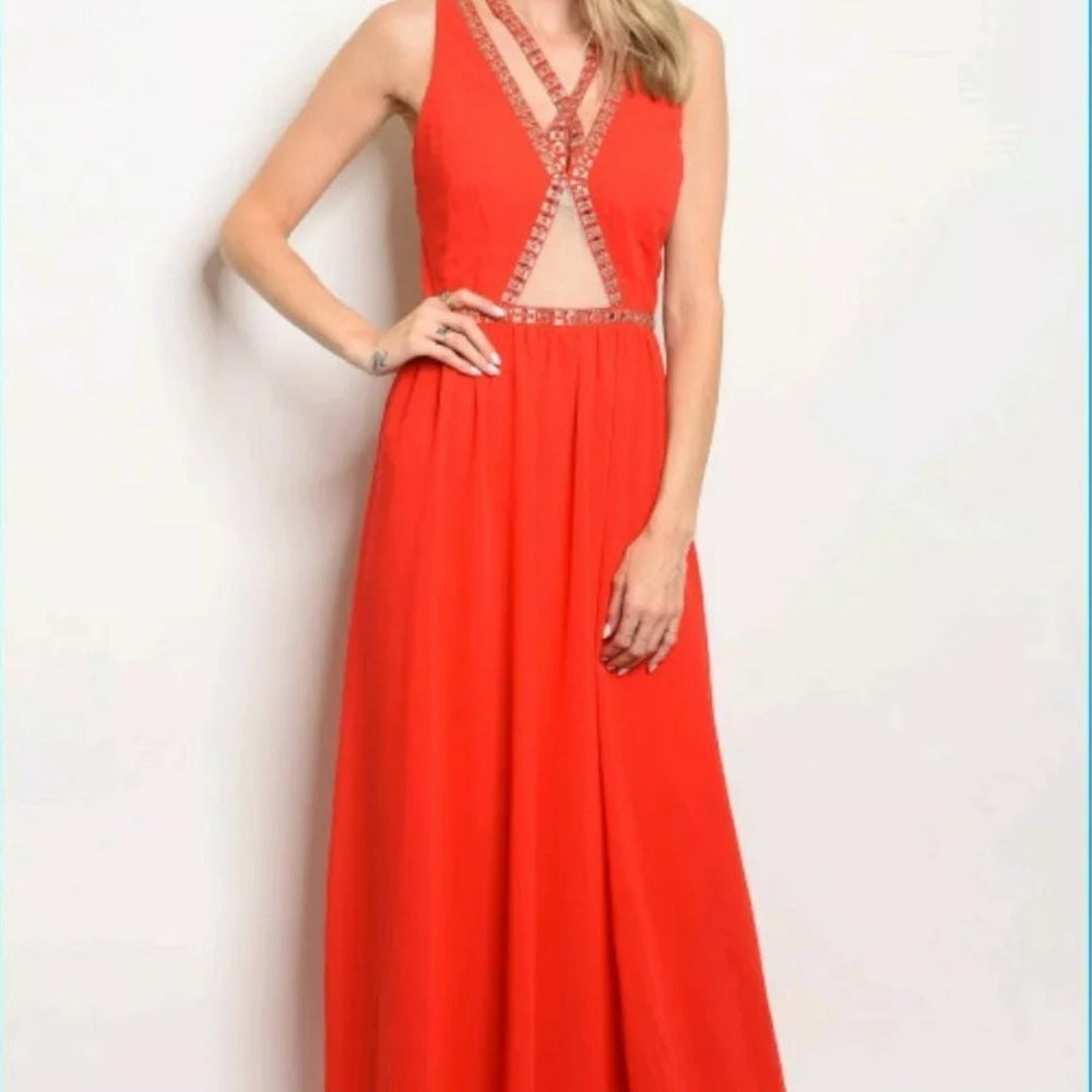 
                      
                        Solid Color Plunging Maxi Dress
                      
                    