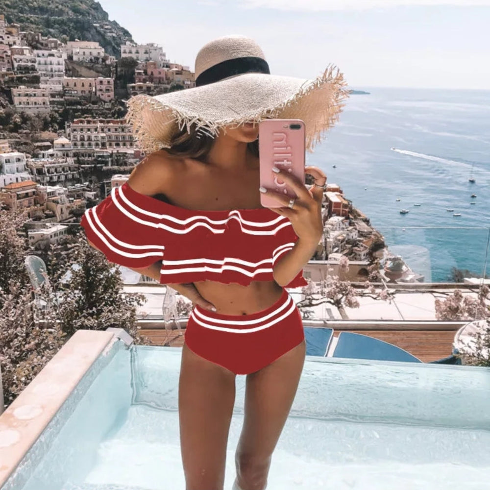 
                      
                        Sexy Off Shoulder  Two Piece Bathing Suit
                      
                    