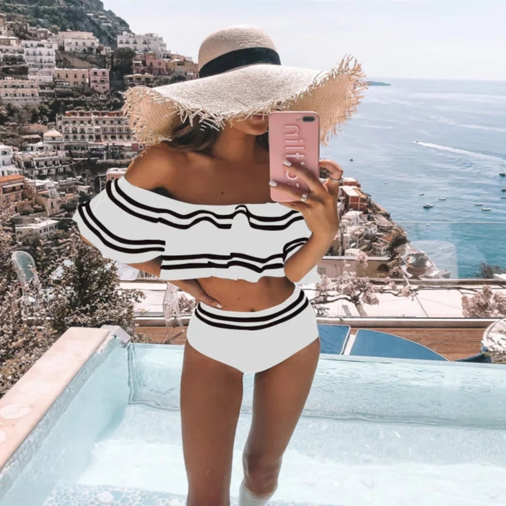 
                      
                        Sexy Off Shoulder  Two Piece Bathing Suit
                      
                    