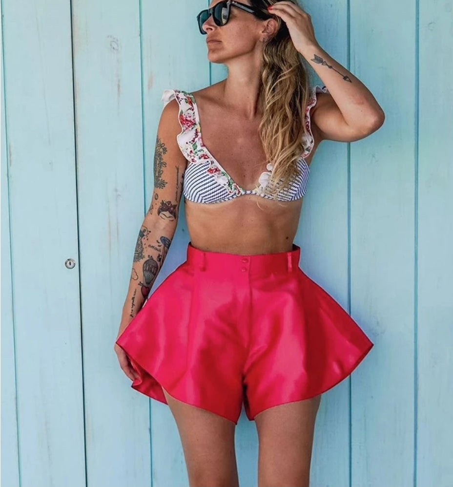 
                      
                        Women Flared High Waist Shorts
                      
                    