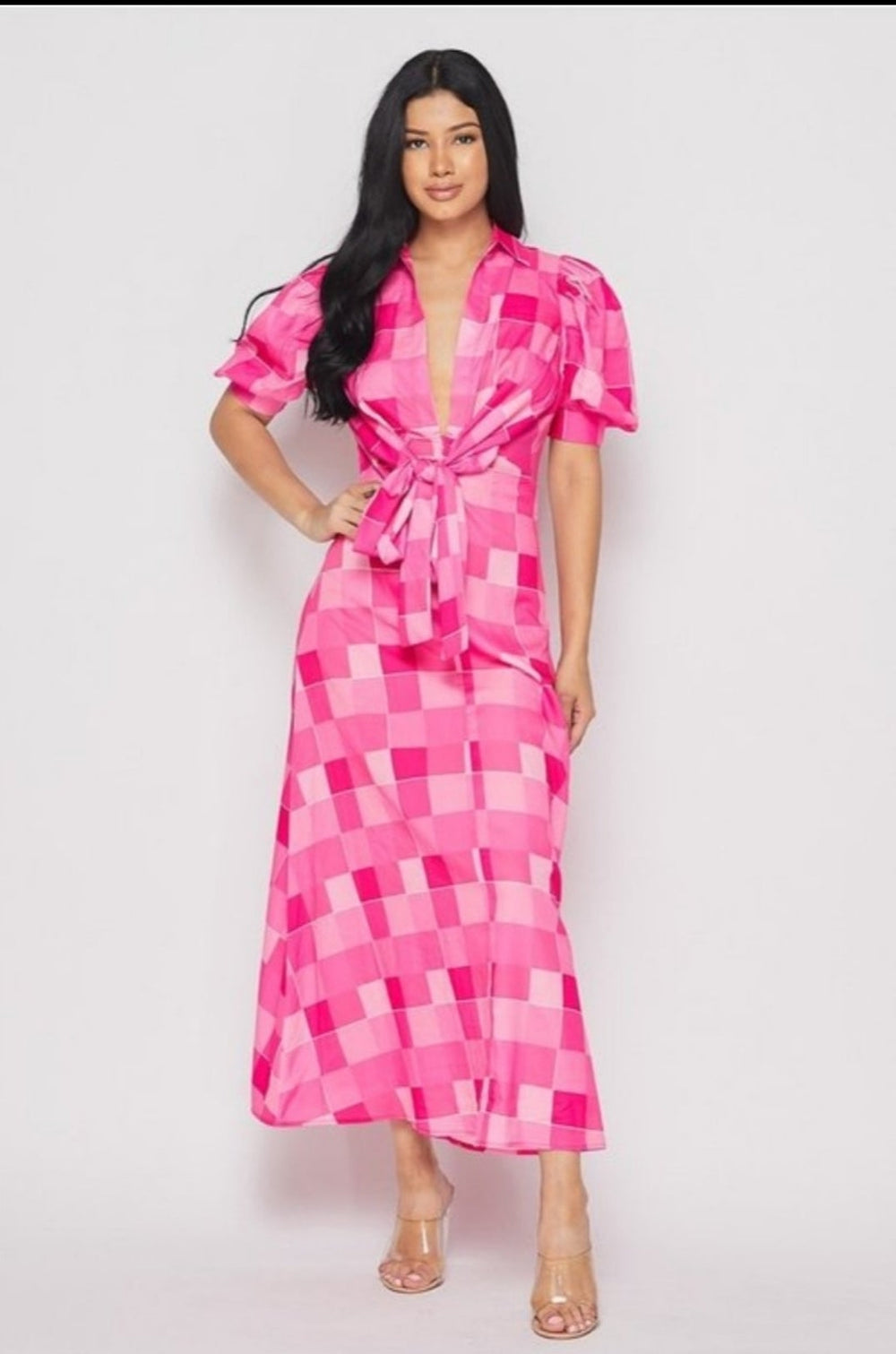 Banjul Check Pattern Maxi Dress