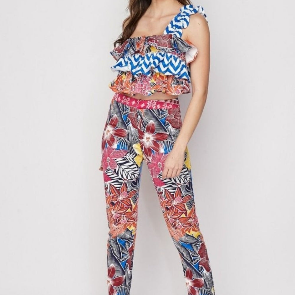 
                      
                        Floral Print One Shoulder Top And Pant Set
                      
                    