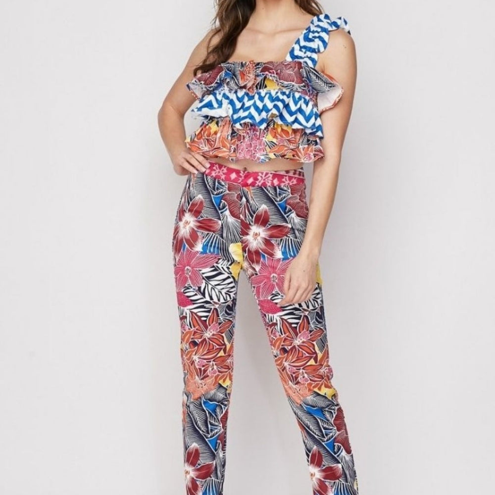 
                      
                        Floral Print One Shoulder Top And Pant Set
                      
                    