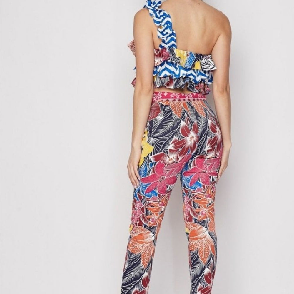 
                      
                        Floral Print One Shoulder Top And Pant Set
                      
                    