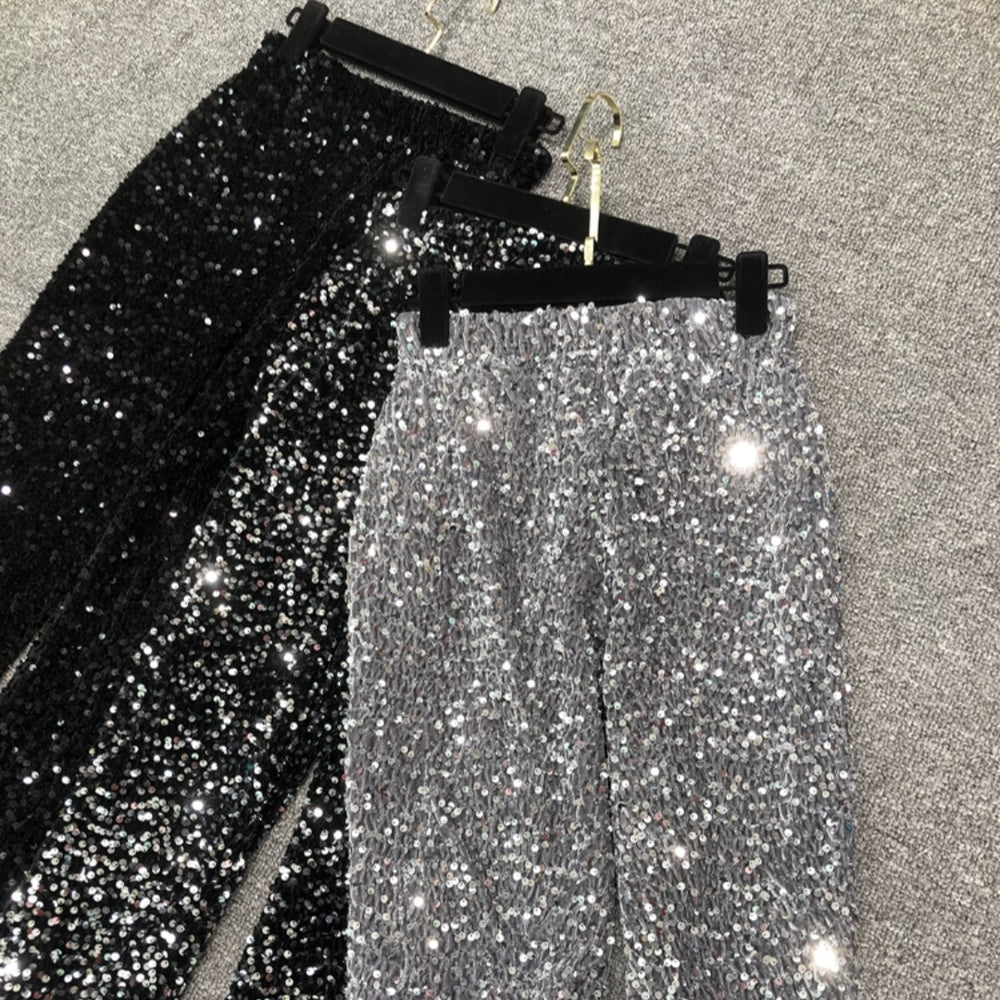 
                      
                        High Waist Sequins Flare  Pants
                      
                    