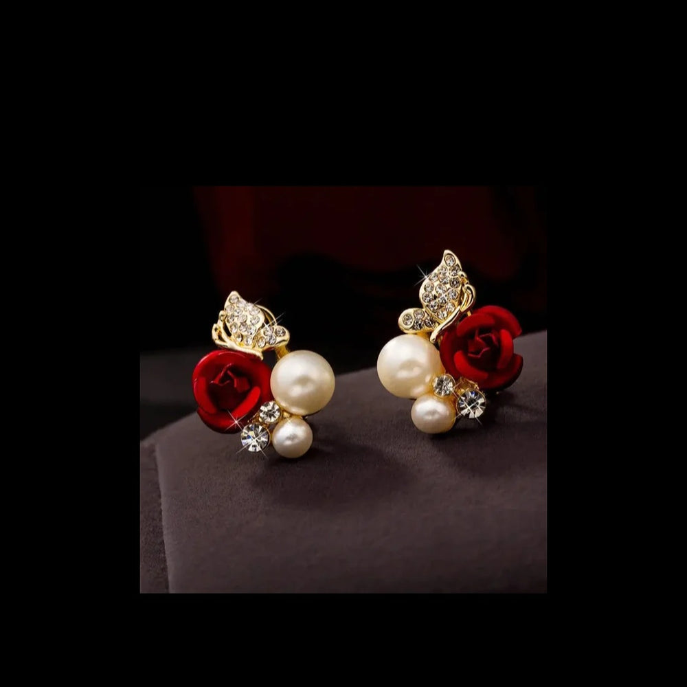 
                      
                        Red Rose Crystal Rhinestone Earrings
                      
                    