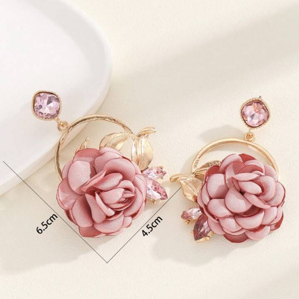 Pink Floral Lace Drop Earrings