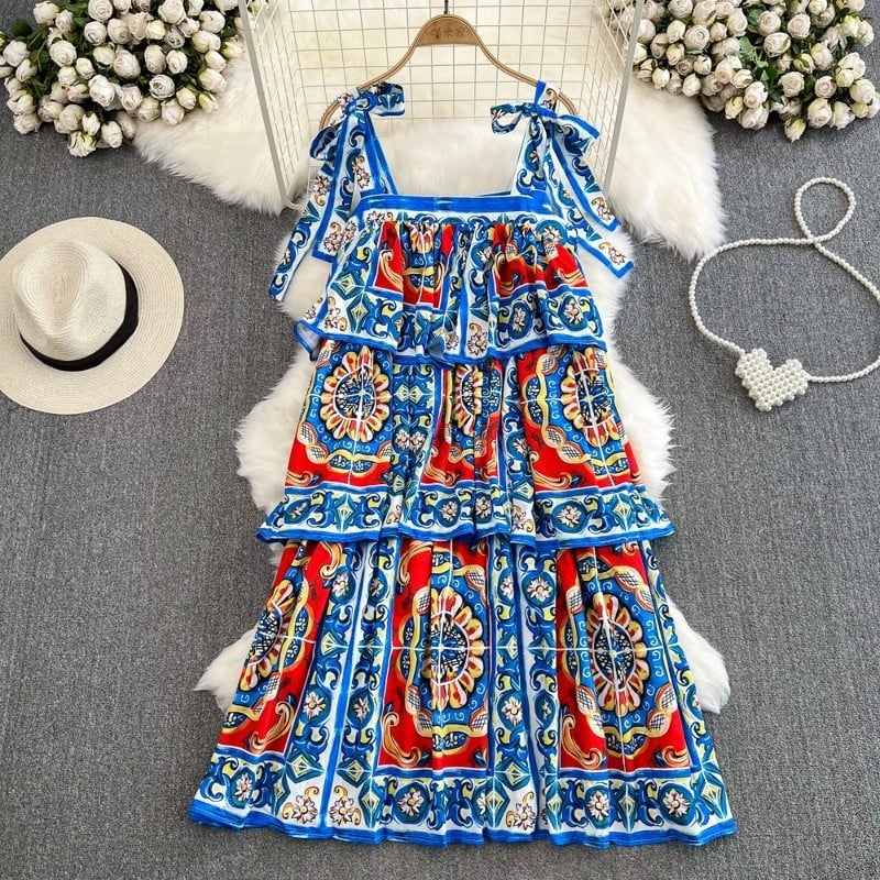 Sicilian Mosaic Dress Flatlay