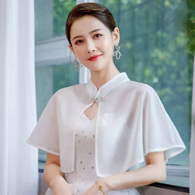 Solid Chiffon Sunscreen Shawl Cover Up White