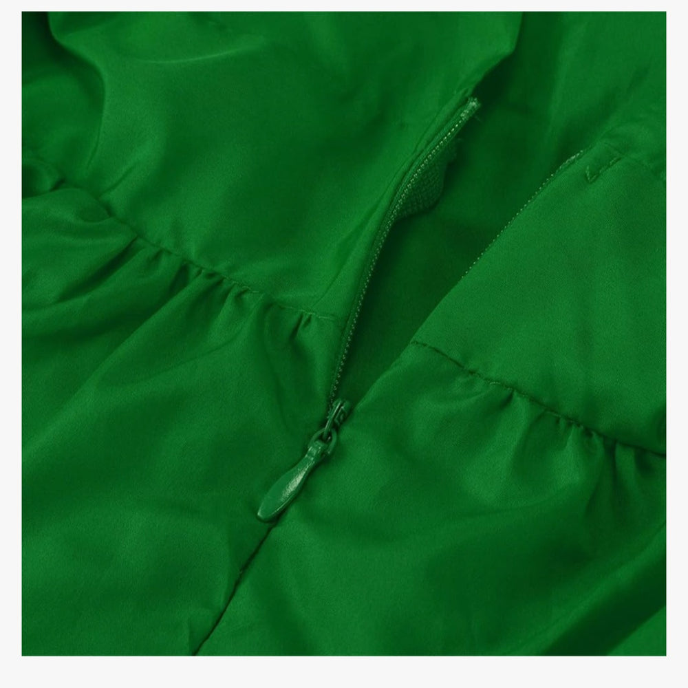 
                  
                    V-Neck Ruffled High Waist Maxi Dress. Green.04
                  
                