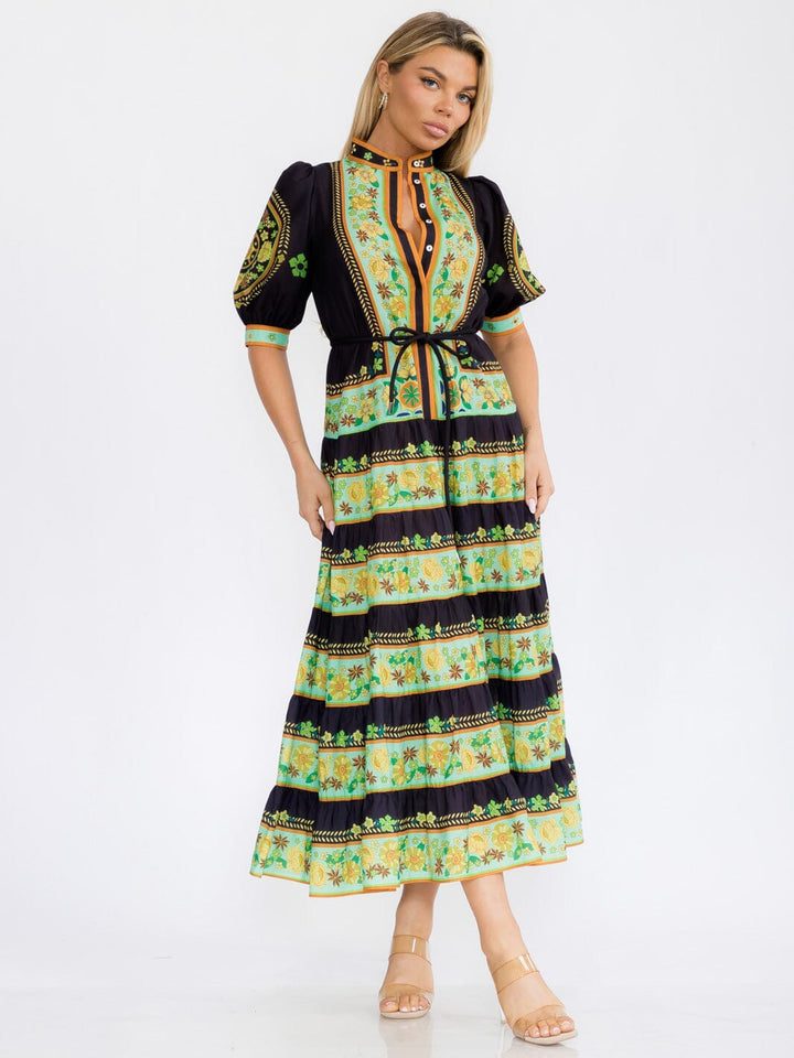 Vintage Puff Sleeve Floral Maxi Dress.01