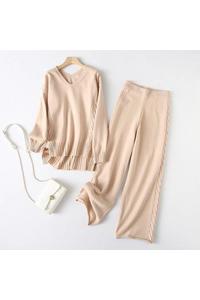 Winter Twist Knitted Wide Leg Pants Set