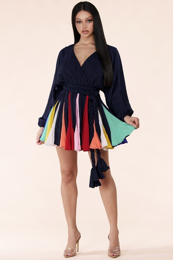 
                      
                        Rainbow Godet Mini Dress
                      
                    