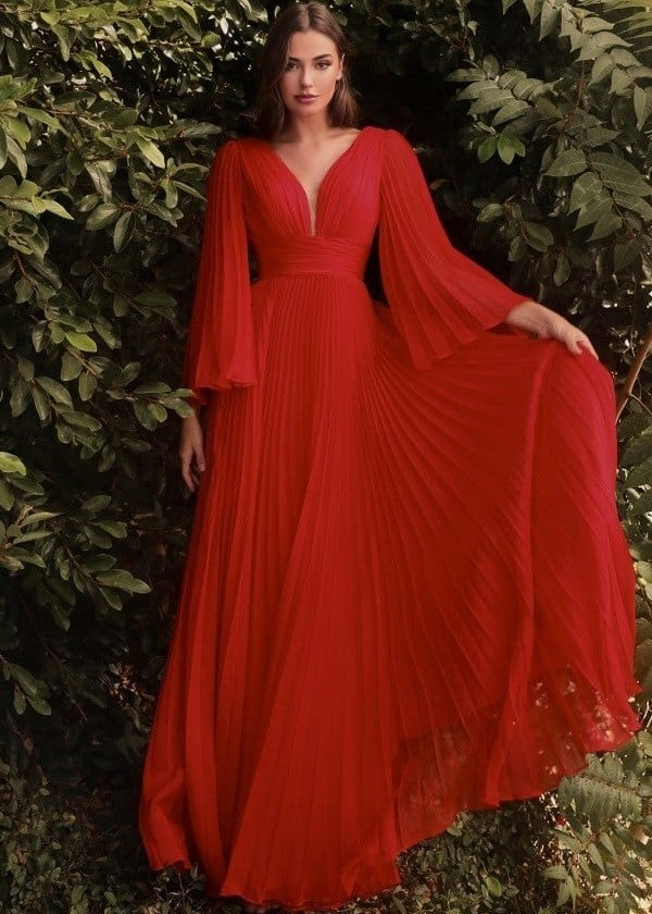 Flutter Sleeves Evening Dress