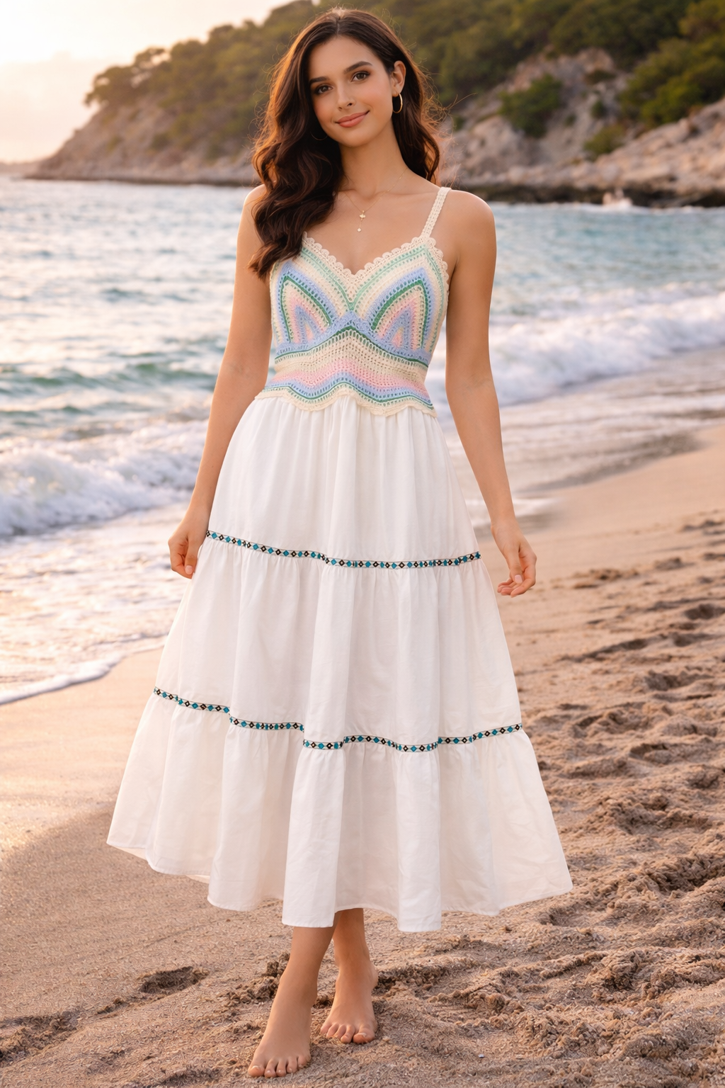 crochet slip dress Crochet Knit Slip Dress Green / One Size