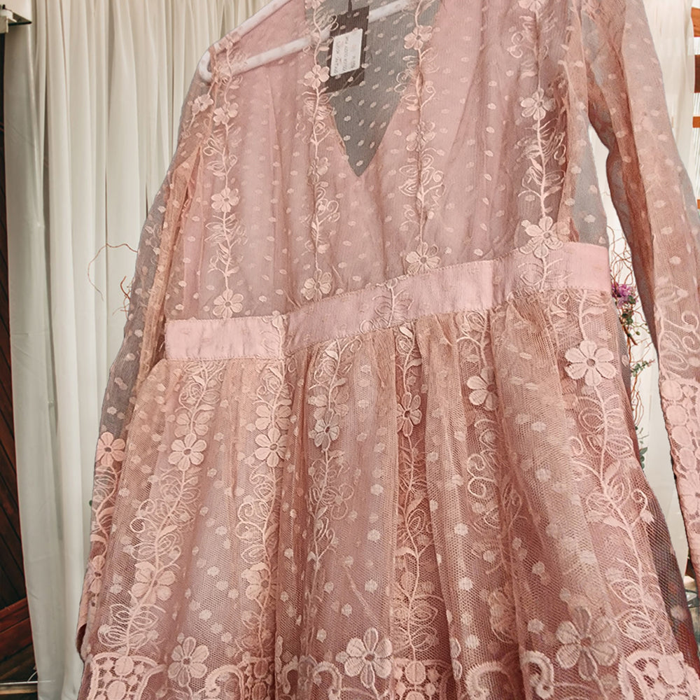 
                      
                        Lace Ruffled Dress in Dusty Pink
                      
                    