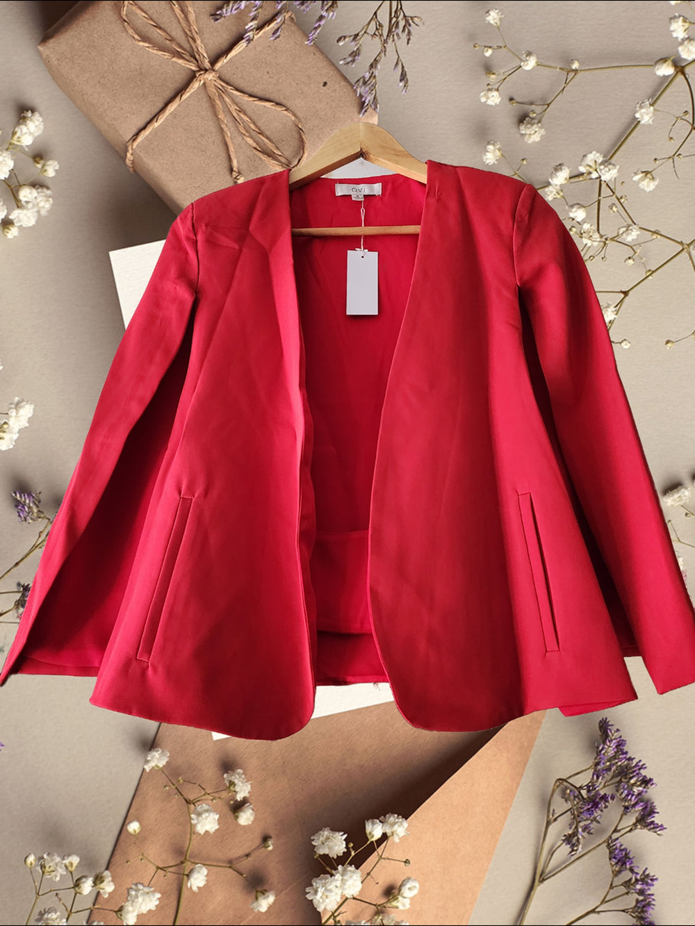 Red Cape Jacket with Slits