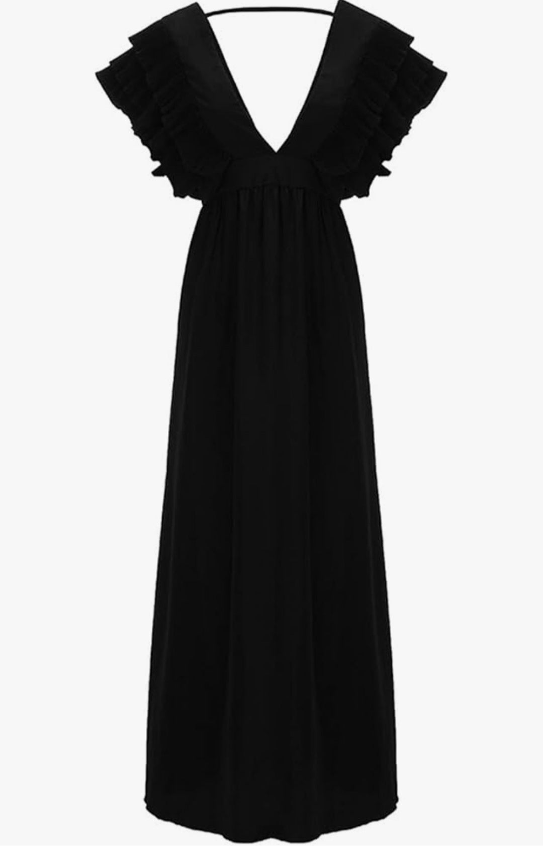 V-Neck Ruffled High Waist Maxi Dress