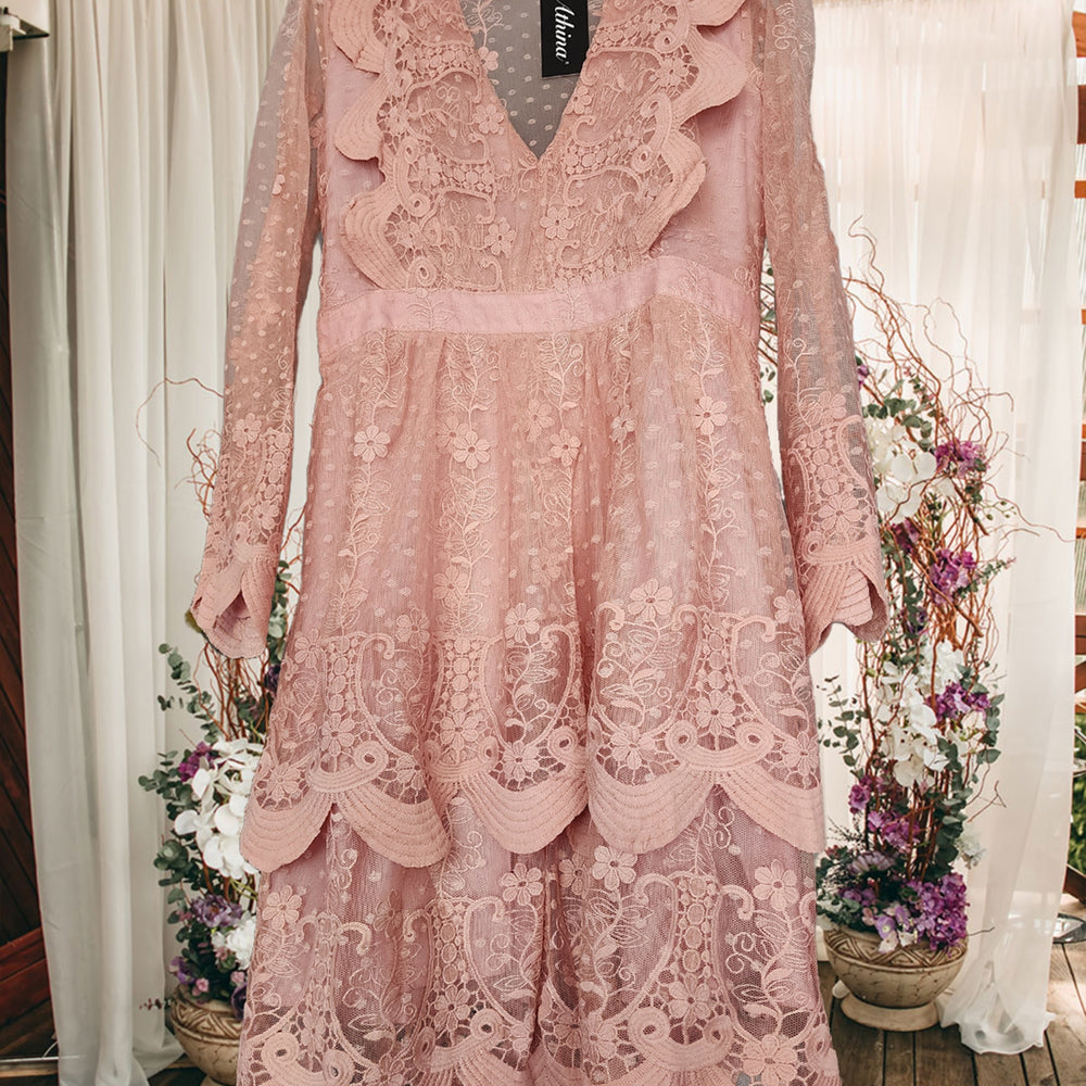 
                      
                        Lace Ruffled Dress in Dusty Pink
                      
                    