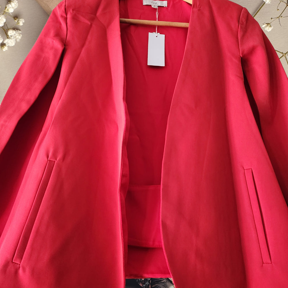 
                      
                        Red Cape Jacket with Slits
                      
                    