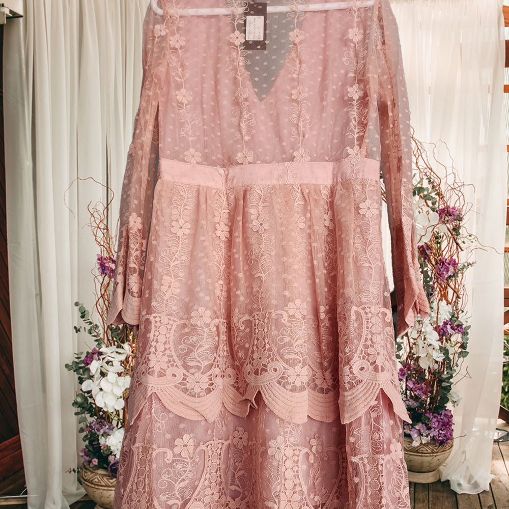 
                      
                        Lace Ruffled Dress in Dusty Pink
                      
                    