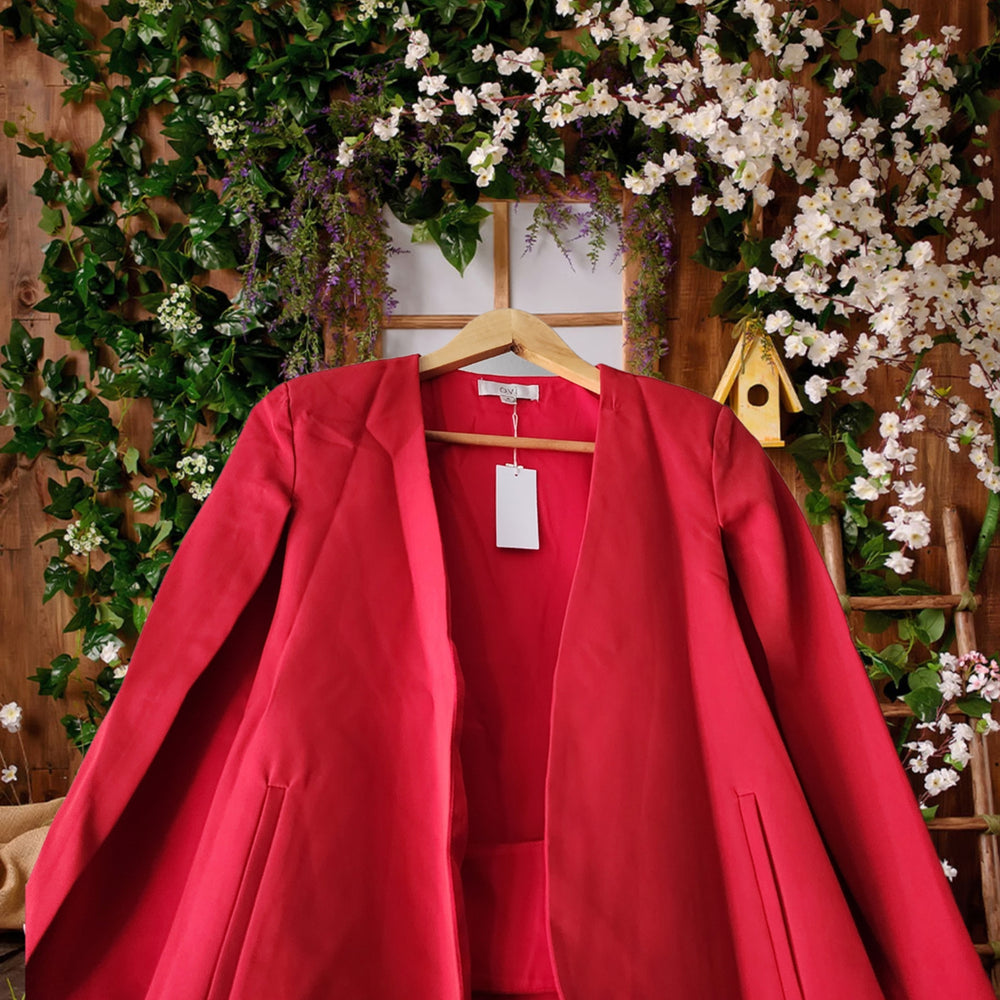 
                      
                        Red Cape Jacket with Slits
                      
                    