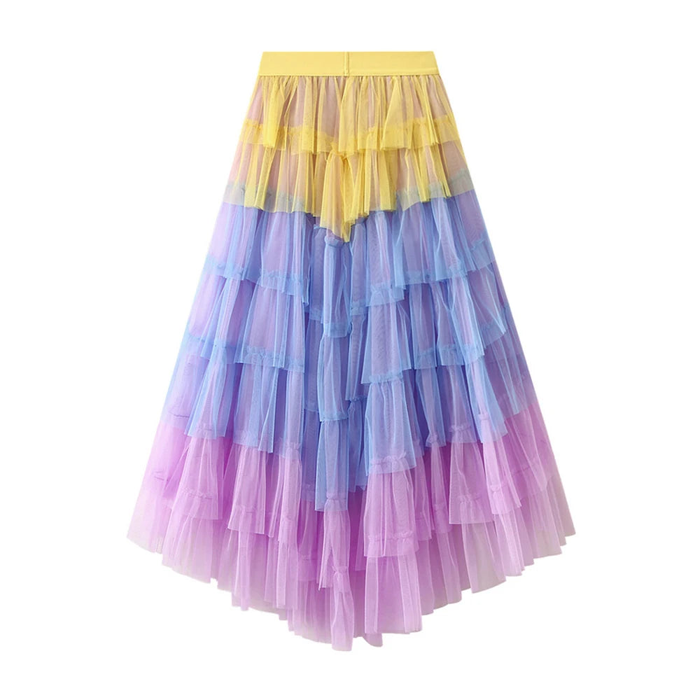 Rainbow Tutu Asymmetrical Swing Skirt