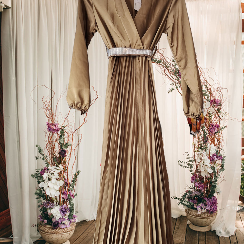 
                      
                        Long Sleeve Pleated Maxi Dress
                      
                    