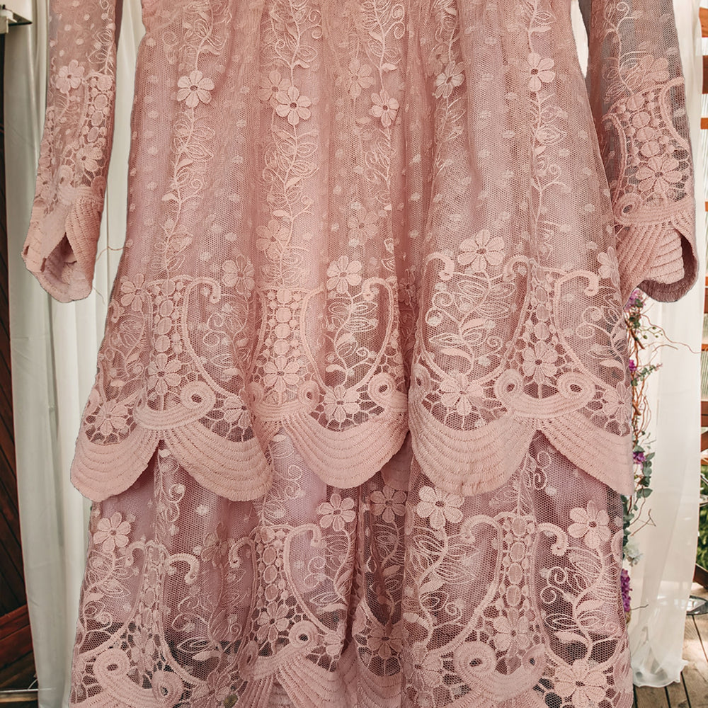 
                      
                        Lace Ruffled Dress in Dusty Pink
                      
                    