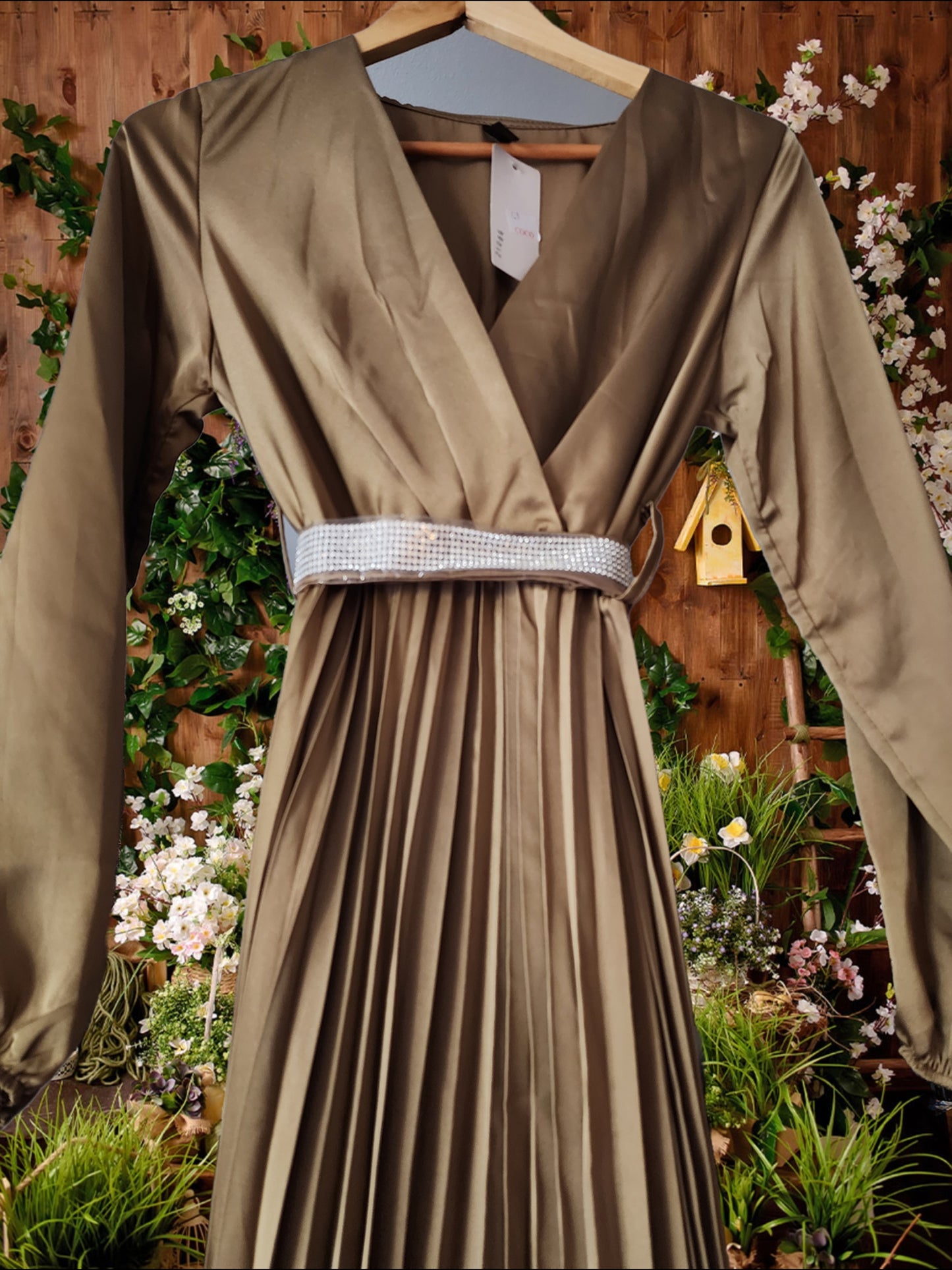 Long Sleeve Pleated Maxi Dress