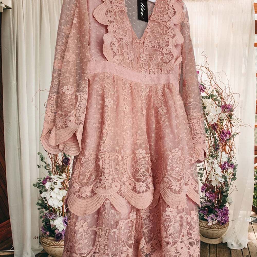 
                      
                        Lace Ruffled Dress in Dusty Pink
                      
                    