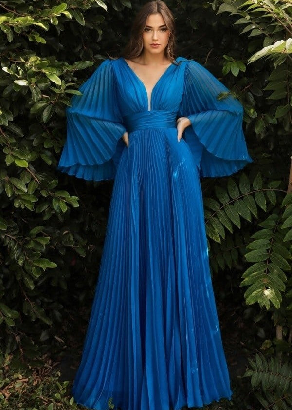 Flutter Sleeves Evening Dress