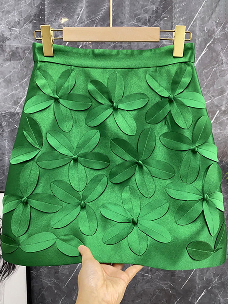 
                      
                        Green Patchwork Appliques Mini Skort
                      
                    