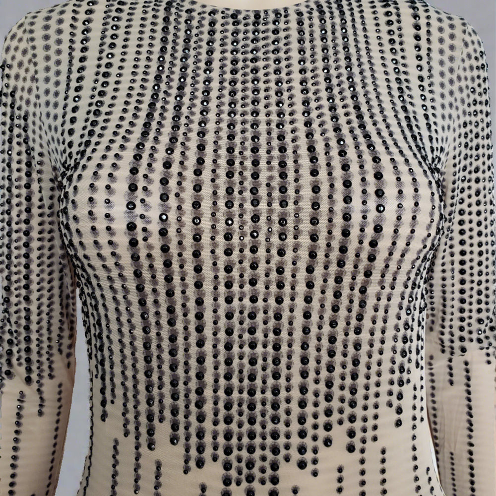 
                      
                        Long Sleeve Embellished Mesh Bodycon Dress
                      
                    