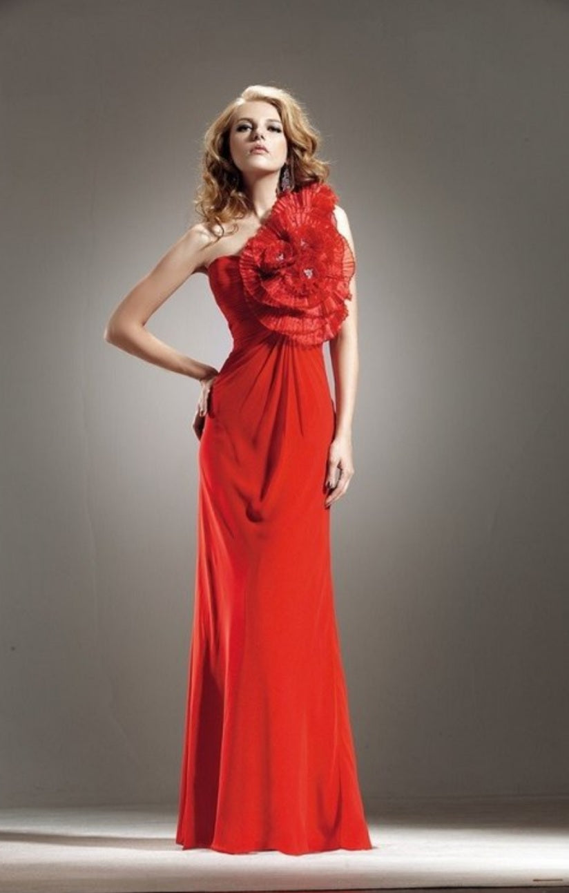 Empire Waistline A-Line Dress Gown Red