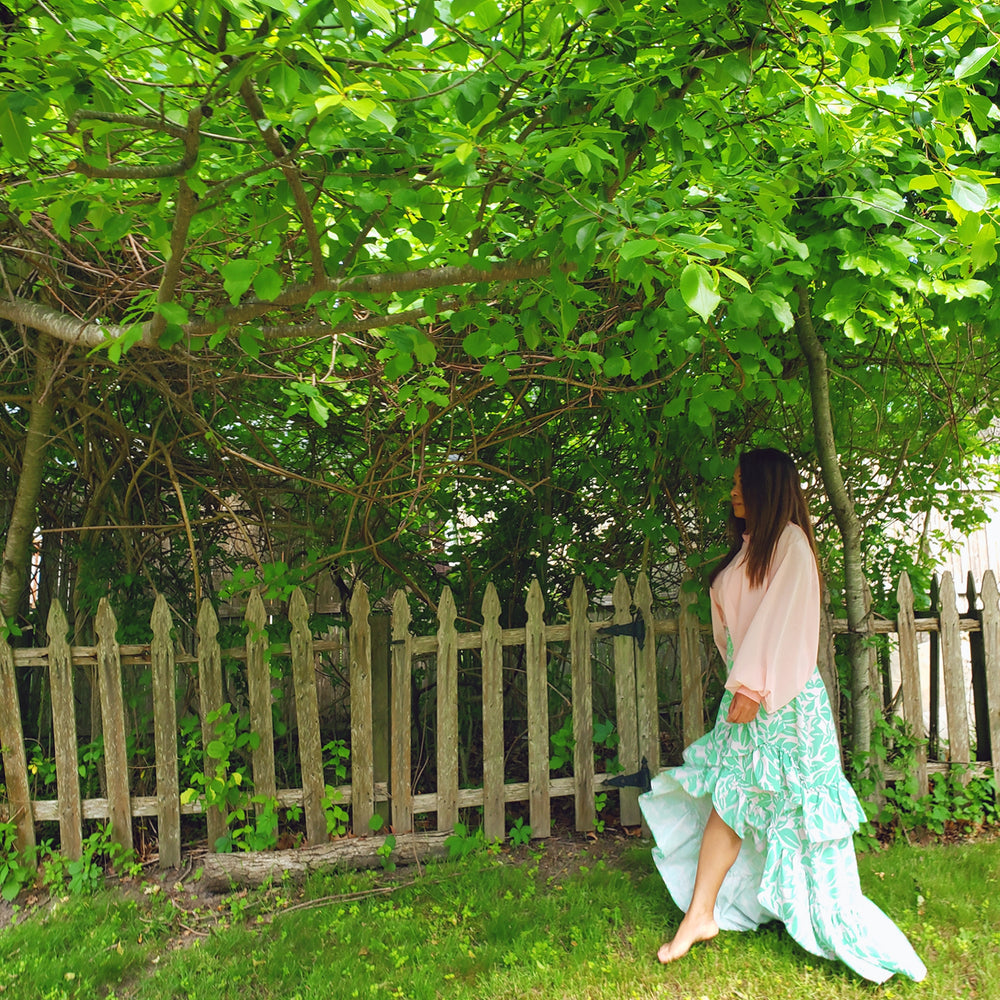 
                      
                        Floral Ruffled High Low Skirt
                      
                    