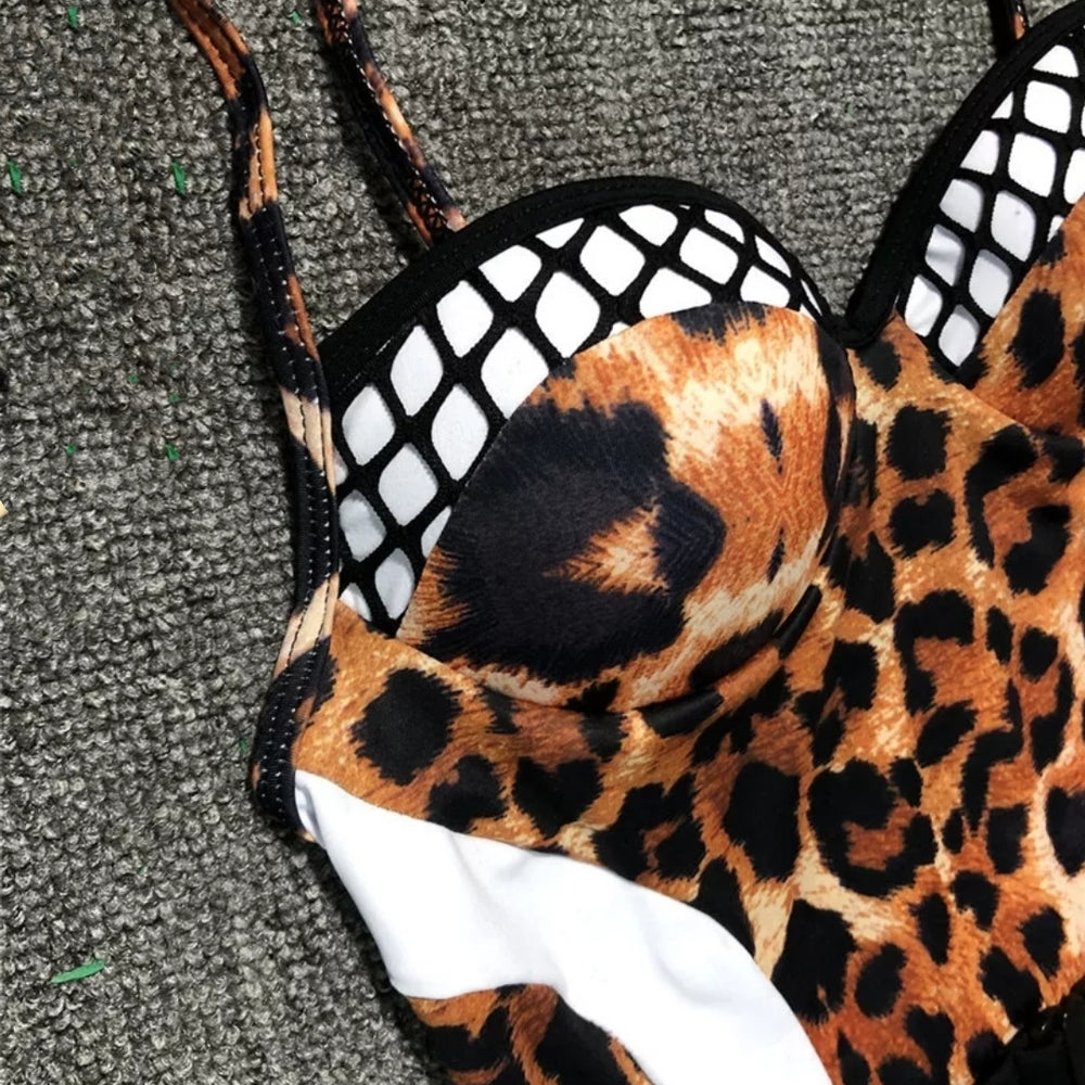 
                      
                        Leopard Print Belt Style One Piece Swimwear
                      
                    