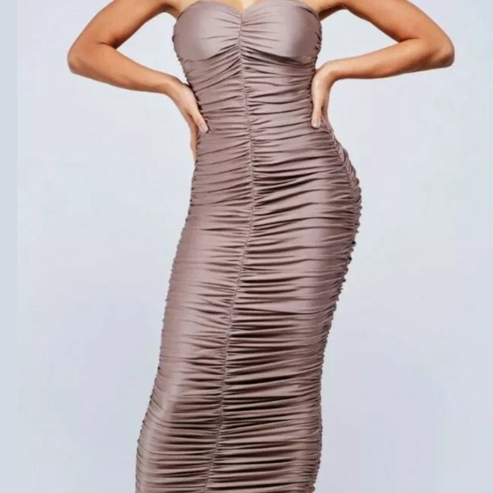 
                      
                        L'atiste Strapless Ribbed Maxi Dress
                      
                    