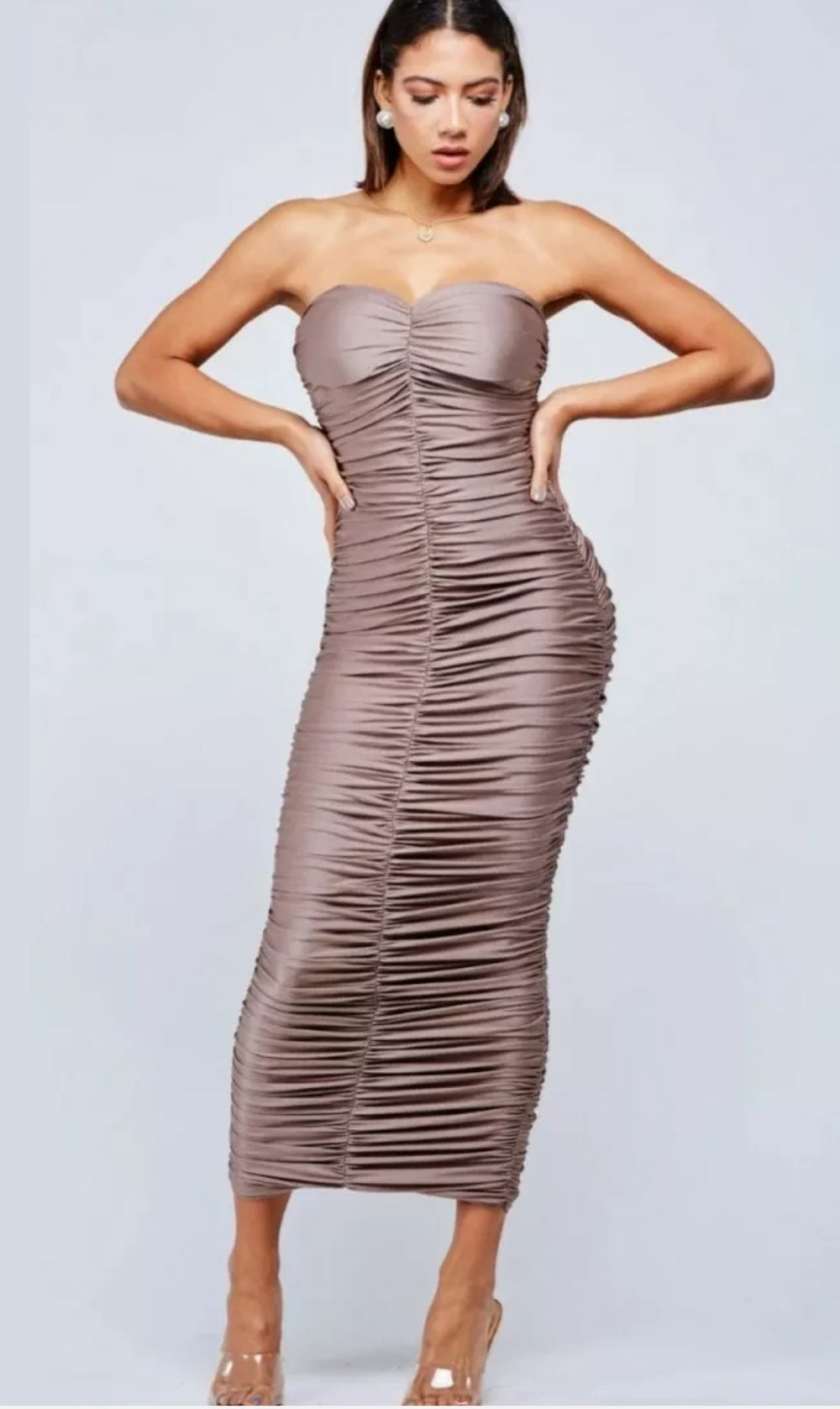 L'atiste Strapless Ribbed Maxi Dress