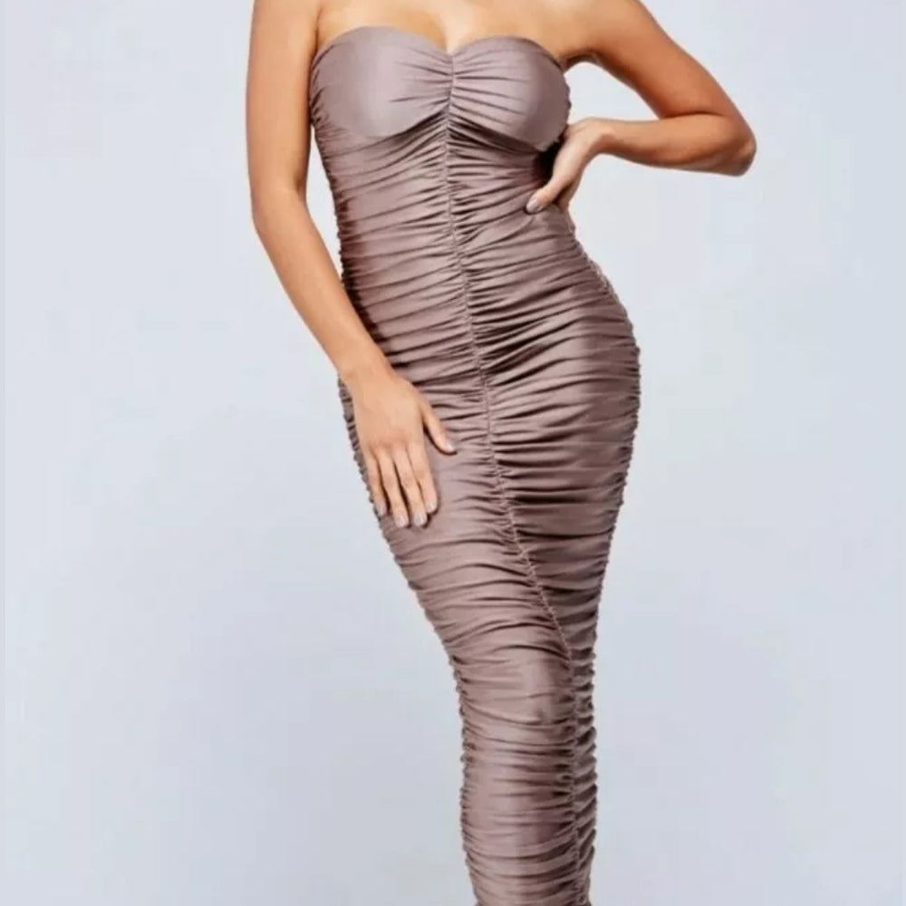 
                      
                        L'atiste Strapless Ribbed Maxi Dress
                      
                    