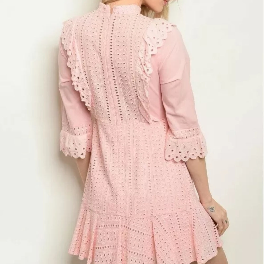 Pink Eyelet Summer Dress