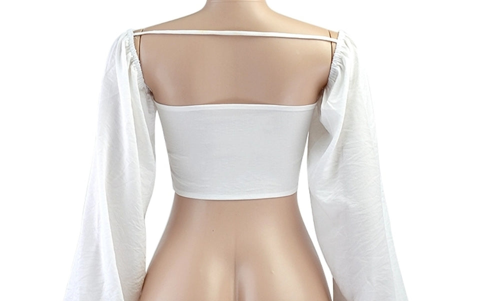 
                      
                        Sexy White Backless Square Collar Crop Top
                      
                    